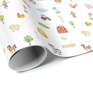 Wrapping Paper - Farm Life Animals & Elements. Cadeaupapier