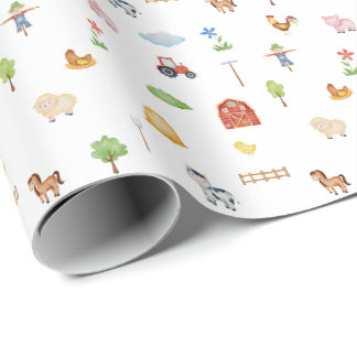 Wrapping Paper - Farm Life Animals & Elements. Cadeaupapier