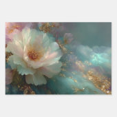 Wrapping Paper for Decoupage Teal Gold Florals  (Voorkant)