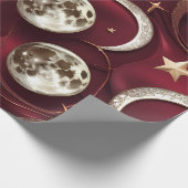 Wrapping Paper – Luxury Garnet Red Celestial Moon  Cadeaupapier (Hoek)