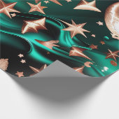 Wrapping Paper – Luxury Malachite Green Celestial  Cadeaupapier (Hoek)