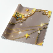 Wrapping Paper – Luxury Topaz Yellow Celestial Cadeaupapier (Uitgerold)