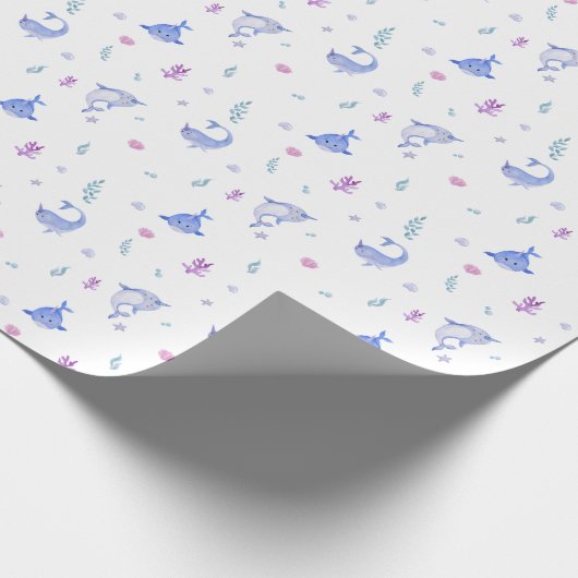 Wrapping Paper - Ocean Life Narwhal Cadeaupapier (Hoek)