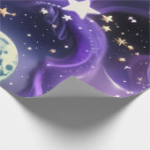 Wrapping Paper – Purple Celestial Moon Phases Cadeaupapier (Hoek)