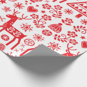 Wrapping Paper SCANDINAVIAN CHRISTMAS RED PATTERN Cadeaupapier (Hoek)