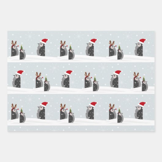 Wrapping paper set with holiday penguins (Voorkant 2)