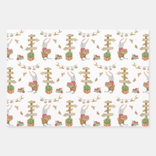 Wrapping Paper Sheets - Autumn Fall Pumpkin Rabbit (Voorkant 3)