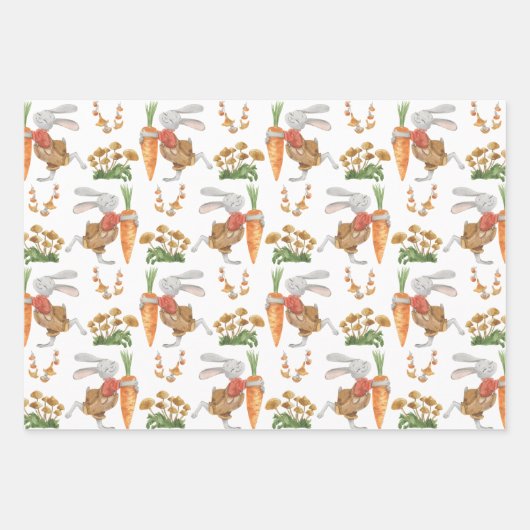 Wrapping Paper Sheets - Autumn Fall Pumpkin Rabbit (Voorkant)