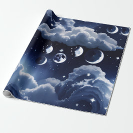 Wrapping Paper - Silver Celestial Moon Design Cadeaupapier