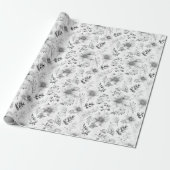 Wrapping Paper - Silver Winter Floral Pattern Cadeaupapier (Uitgerold)