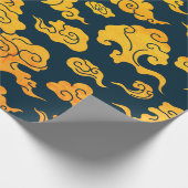 Wrapping papier CHINESE CLOUD PATROON GEEL (Hoek)