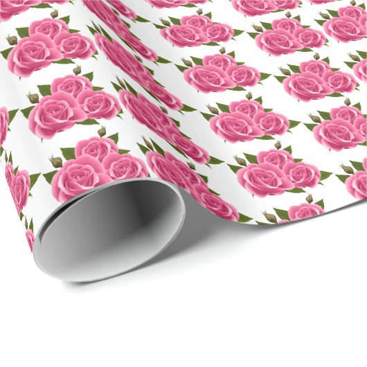 Wrapping papier-roze rozen cadeaupapier (Rol Hoek)