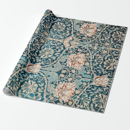 WRAPPINGSPAPIER : WILLIAM MORRIS : HONEYSUCKLE CADEAUPAPIER (Uitgerold)