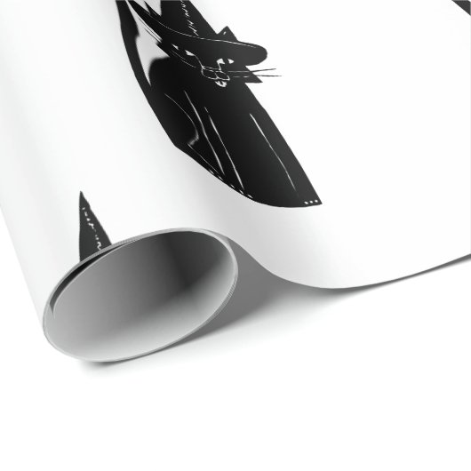 WRAPPORTPAPIER ZWARTE KAT MET PET CADEAUPAPIER (Rol Hoek)