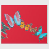Wrapppapier ROOD MET BUTTERFLIES Cadeaupapier (Vlak)