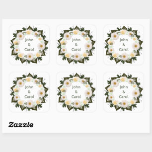 Wreatding Wedding Flowers Floral Arrangement Posta Vierkante Sticker