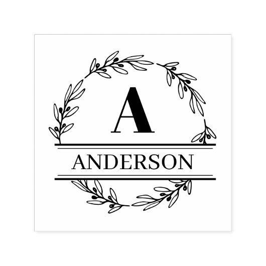 Wreated Custom Name Initiaal Monogram Zelfinktende Stempel (Design)