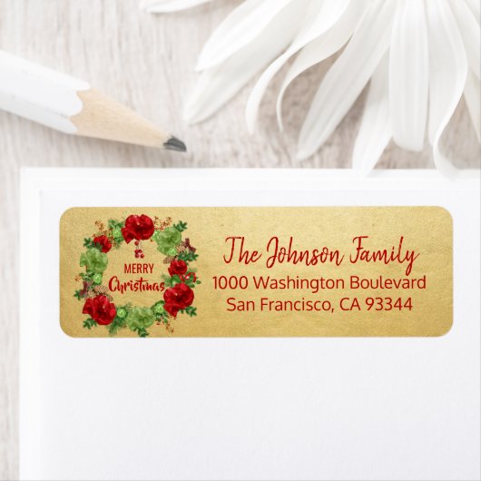 Wreated Gold Holiday - Kerstadres Etiket (Insitu)