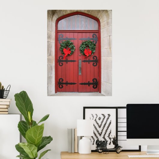 Wreaten op rode klepafdruk poster (Thuiskantoor)