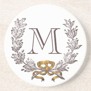  Wreater Gepersonaliseerd Monogram Initiaal Zandsteen Onderzetter
