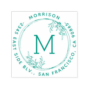 Wreater Monogram Familienaam Ronde Return Adres Zelfinktende Stempel