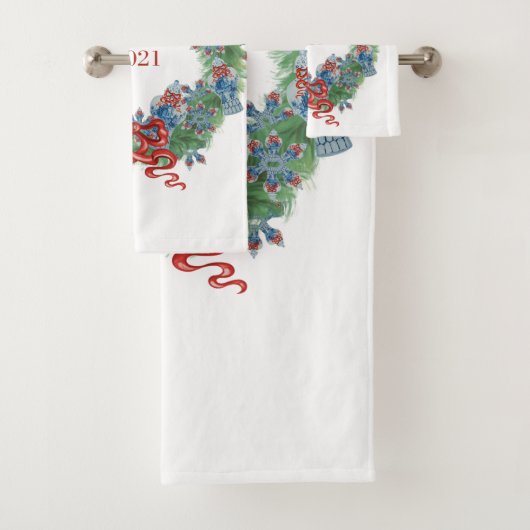 Wreath 2021 met kerst Ginger Jar  Bad Handdoek (Insitu)