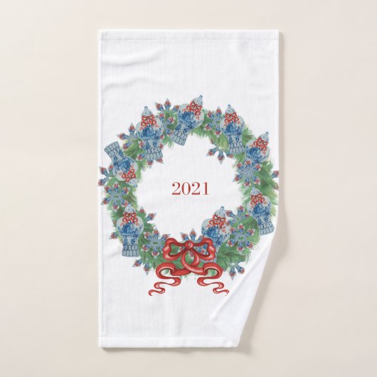 Wreath 2021 met kerst Ginger Jar  Bad Handdoek (Handdoek)