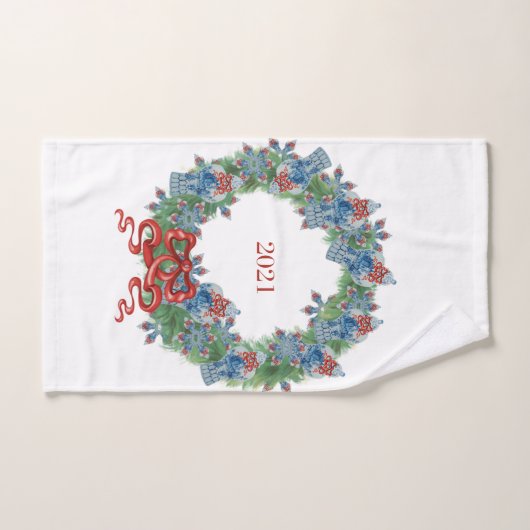 Wreath 2021 met kerst Ginger Jar  Bad Handdoek (Handdoek)