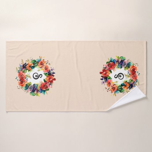 Wreath aquarelle (Serviette de bain)