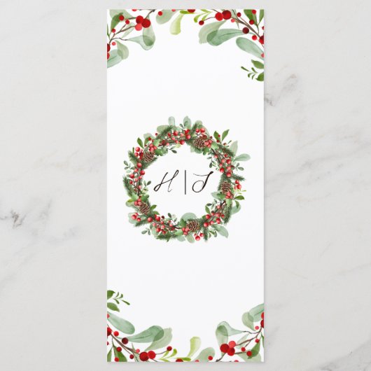Wreath aux baies rouges d'hiver | Menu Mariage de  (Dos)