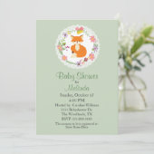 Wreath avec Fox Green Baby shower Invitation (Debout devant)
