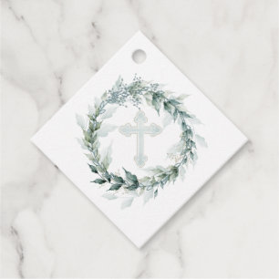 Wreath Blue Cross Communision Baptism Christening Bedankjes Labels