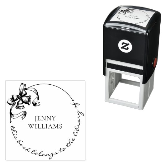  Wreath Bow Custom Name Library Boeken Zelfinktende Stempel (In situ)