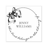  Wreath Bow Custom Name Library Boeken Zelfinktende Stempel (Design)