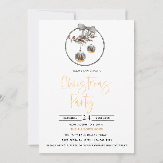 Wreath Cosy Nature Christmas Party Invitation (Devant)