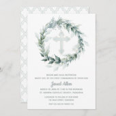 Wreath Croix Bleue Première communion Invitations (Devant / Derrière)