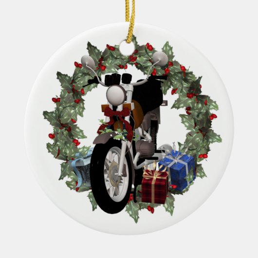 Wreath de motocyclette et cadeaux Ornement de Yule (Devant)