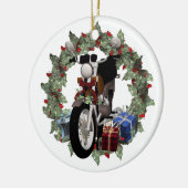 Wreath de motocyclette et cadeaux Ornement de Yule (Gauche)