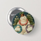 Wreath Decorated Snowman Ronde Button 5,7 Cm (Voorkant /achterkant)