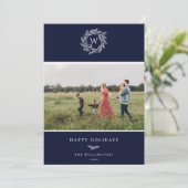 Wreath d'hiver Monogramme Carte photo de vacances  (Debout devant)