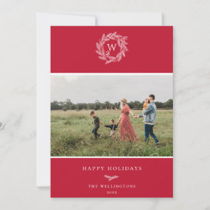 Wreath d'hiver Monogramme Carte photo de vacances