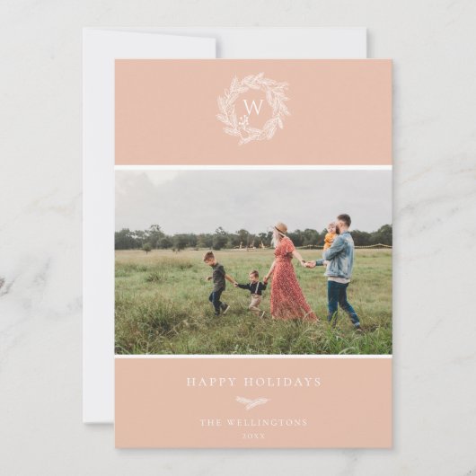 Wreath d'hiver Monogramme Carte photo de vacances  (Devant)