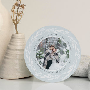 Wreath d'hiver nouvellement mariée Carte photo de 