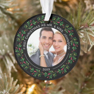 Wreath d'hiver Premier Noël en tant que M. et Mme.