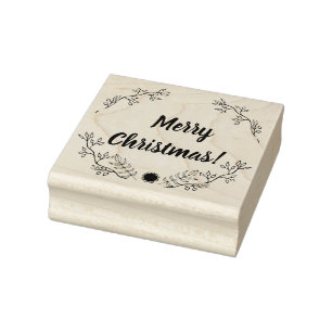 Wreath Floral Merry Kerstmis Rubberstempel