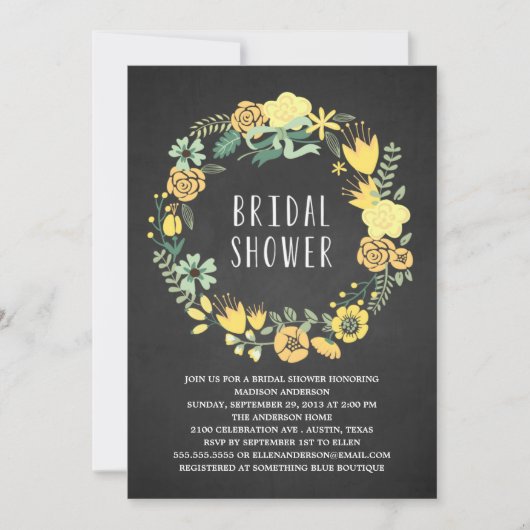 Wreath florale| Invitation à la douche nuptiale (Devant)