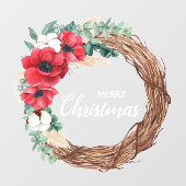 Wreath Flowers Greenery Holiday Raamsticker (Vel)