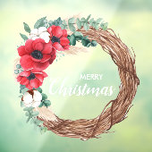 Wreath Flowers Greenery Holiday Raamsticker (Vel 3)
