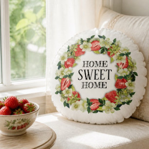 Wreath fraise   Maison Sweet Home   Coussin arrond