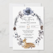 Wreath hiver Deer Woodland Baby shower Invitation (Devant)